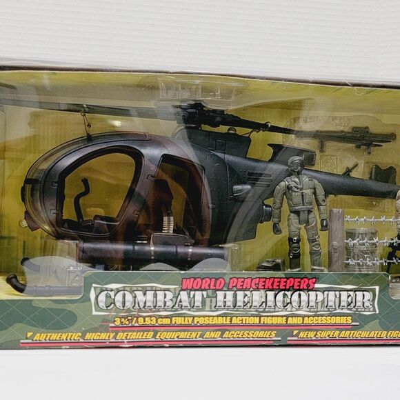 World Peacekeepers Combat Black Helicopter 2 Figures 1:18 Scale Power Team Elite - Picture 2 of 14